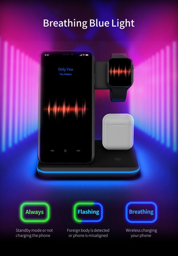 3 In 1 Mobile Phone, Watch, and Earphone Wireless Charger