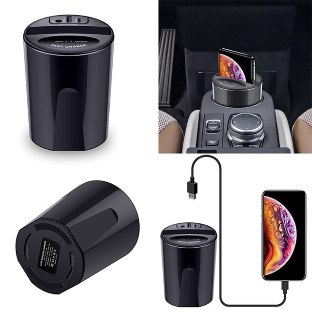 Wireless Car Charging Cup with USB Output