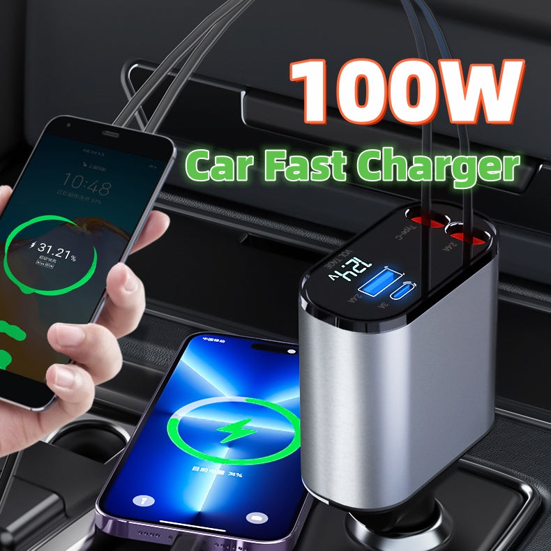 Fast Car Charger and USB TYPE-C 100W Adapter