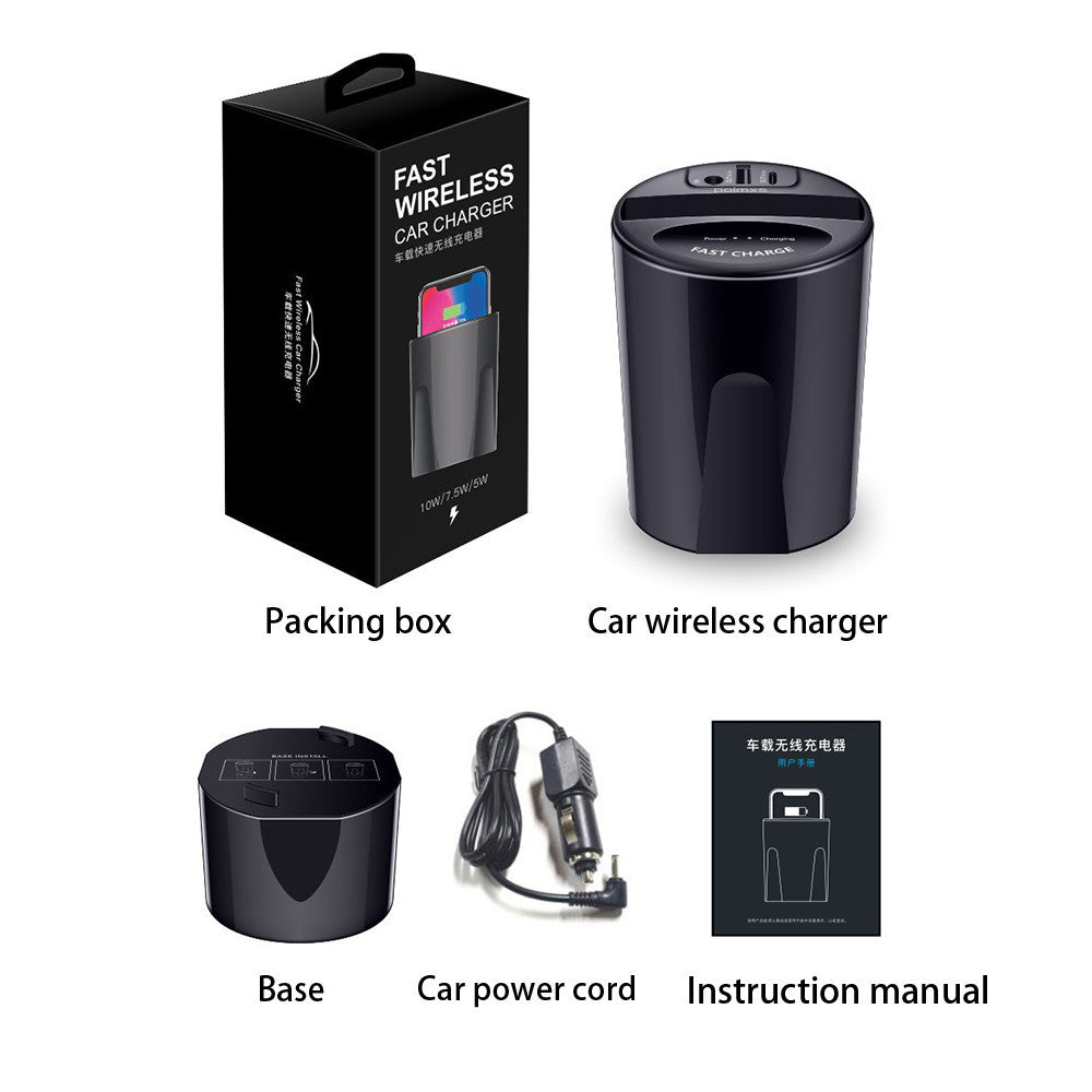 Wireless Car Charging Cup with USB Output