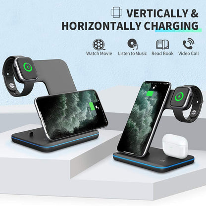 3 In 1 Mobile Phone, Watch, and Earphone Wireless Charger